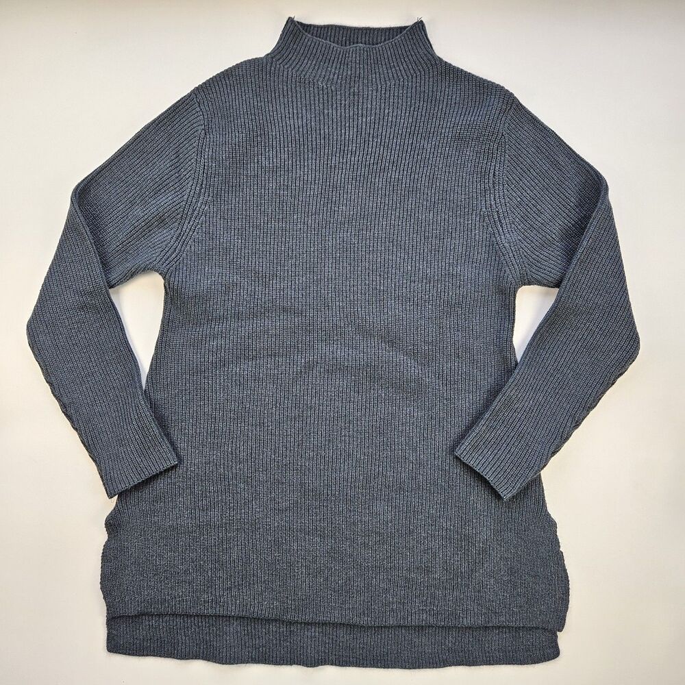 Dress Forum Los Angeles Women's Blue Rib Knit Mock Neck Tunic Sweater Size S